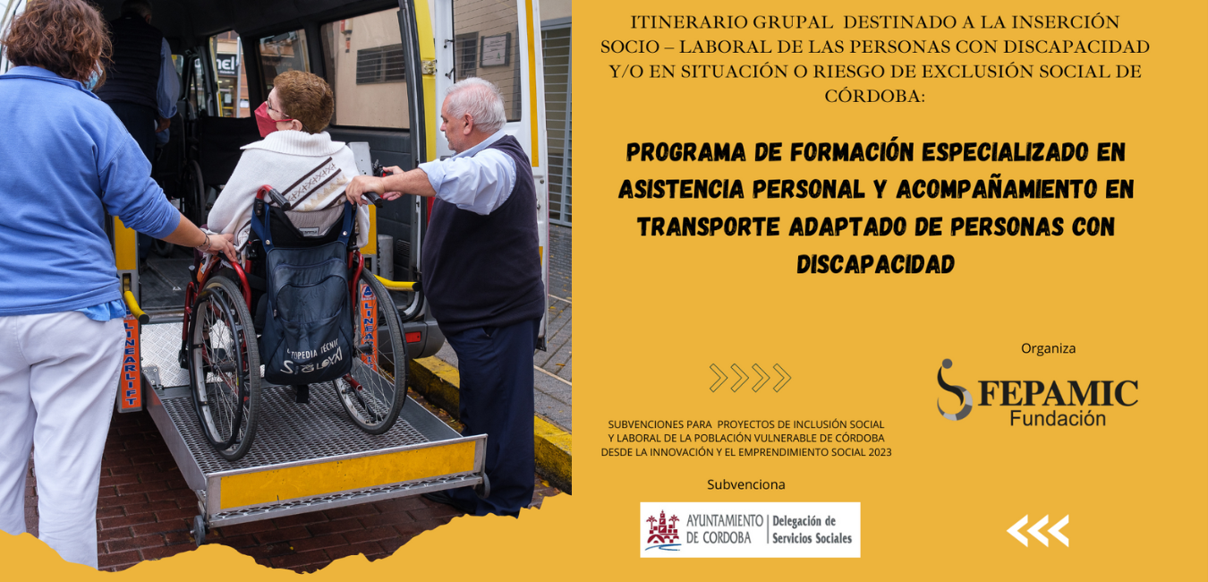 El Excmo. Ayuntamiento de Córdoba, financia a Fundación FEPAMIC un proyecto de inserción laboral destinado a 25 personas con discapacidad y/o en riesgo de inserción laboral. El Excmo. Ayuntamiento de Córdoba, financia a Fundación FEPAMIC un proyecto de inserción laboral destinado a 25 personas con discapacidad y/o en riesgo de inserción laboral.